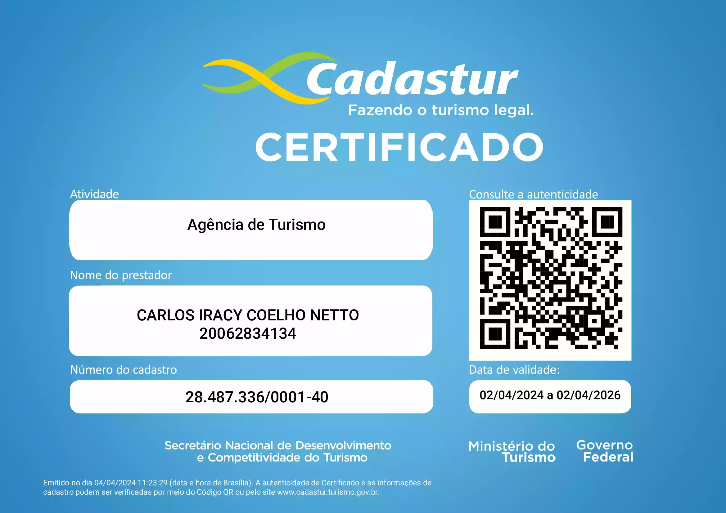 Cadastur Agencia Carlos Iracy Coelho Neto